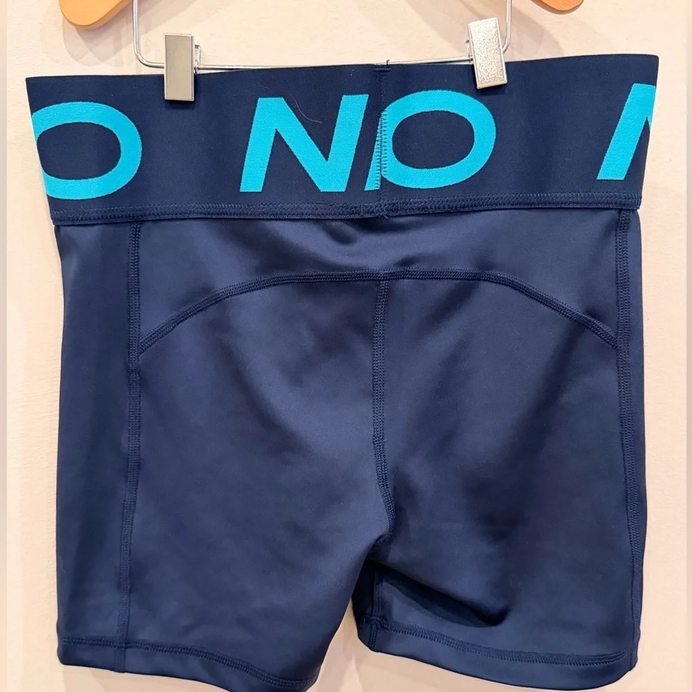Nike Navy Shorts with Teal Logo and Waistband